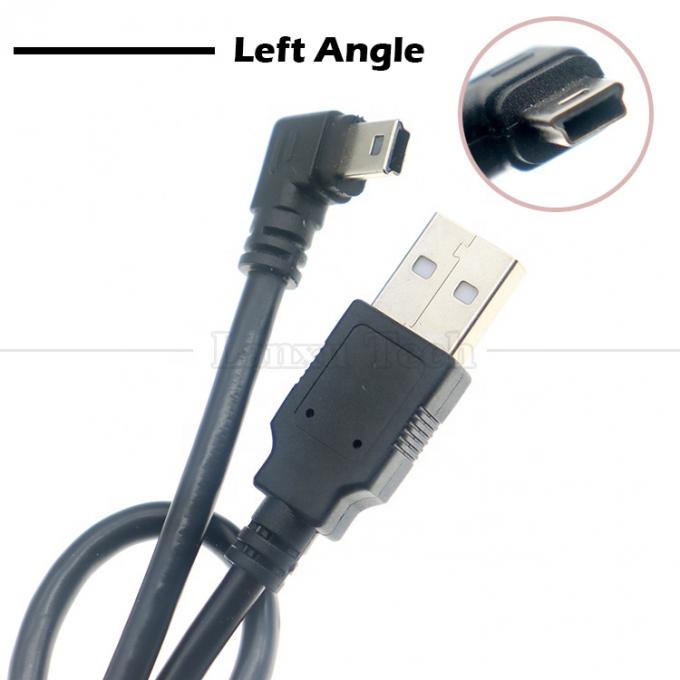 Personnalisation 90 degrés angle gauche USB un mâle à MINI 5P câble USB pour la caméra de la manette PS3 3