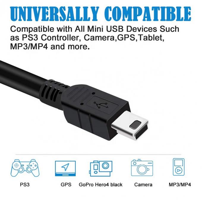 1m 1.5m 2m 3m 5m 10m Chargeur de données USB A mâle à mini B 5P câble USB pour la caméra du contrôleur PS3 2