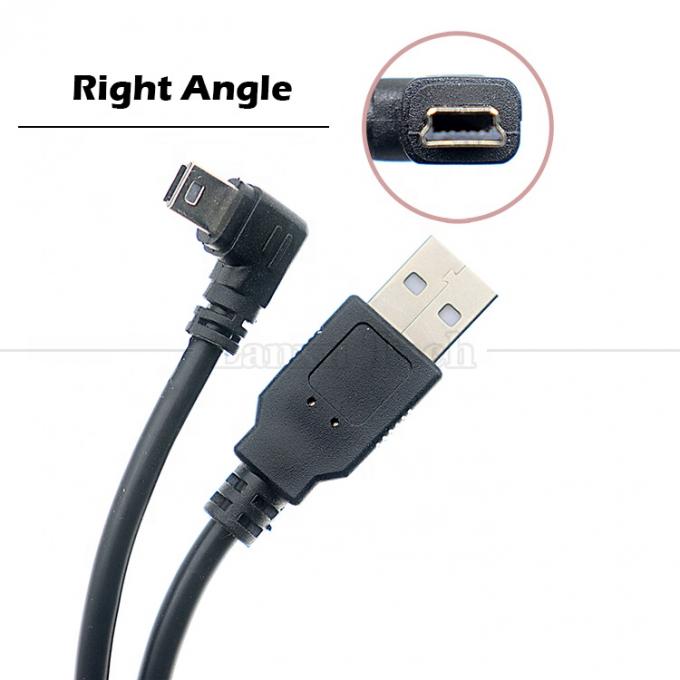 1m 2m 3m 5m 90 degrés L en forme d'angle droit gauche USB 2.0 un mâle à mini B 5 broches câble de charge de données USB pour MP3 caméra 5