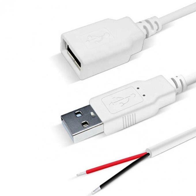 Personnalisé 1m 2m 3m blanc USB un mâle à l'extrémité ouverte fil de fer en conserve câble d'extension 3