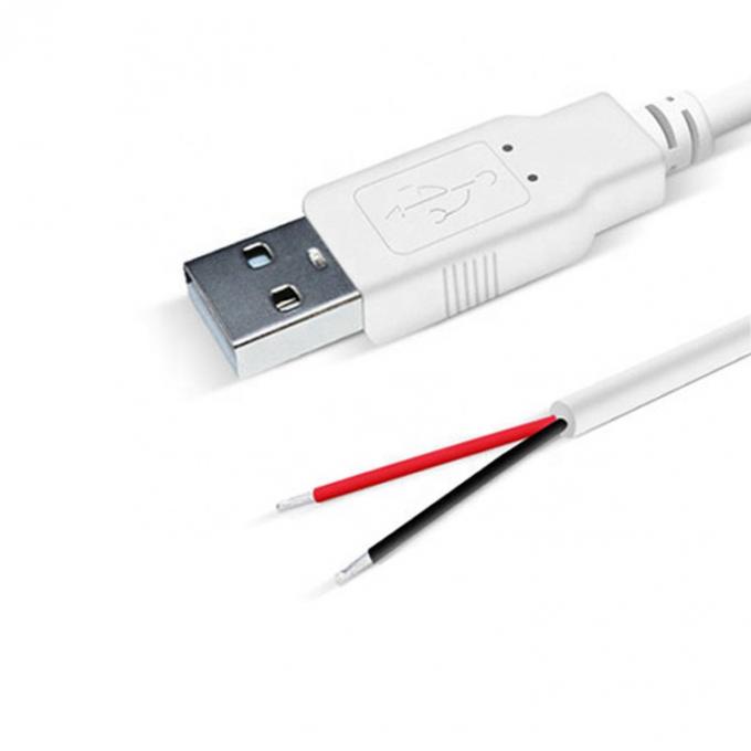 Personnalisé 1m 2m 3m blanc USB un mâle à l'extrémité ouverte fil de fer en conserve câble d'extension 5