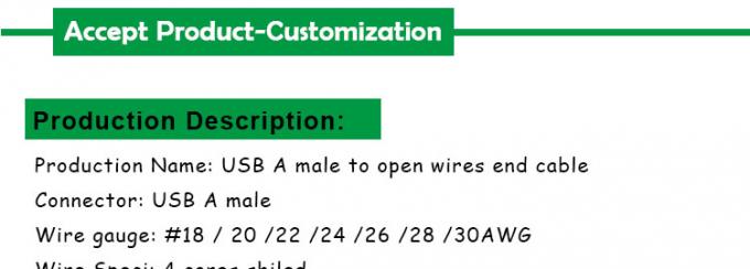 Écran USB A mâle à 4 fils nus câble à queue de cochon 2