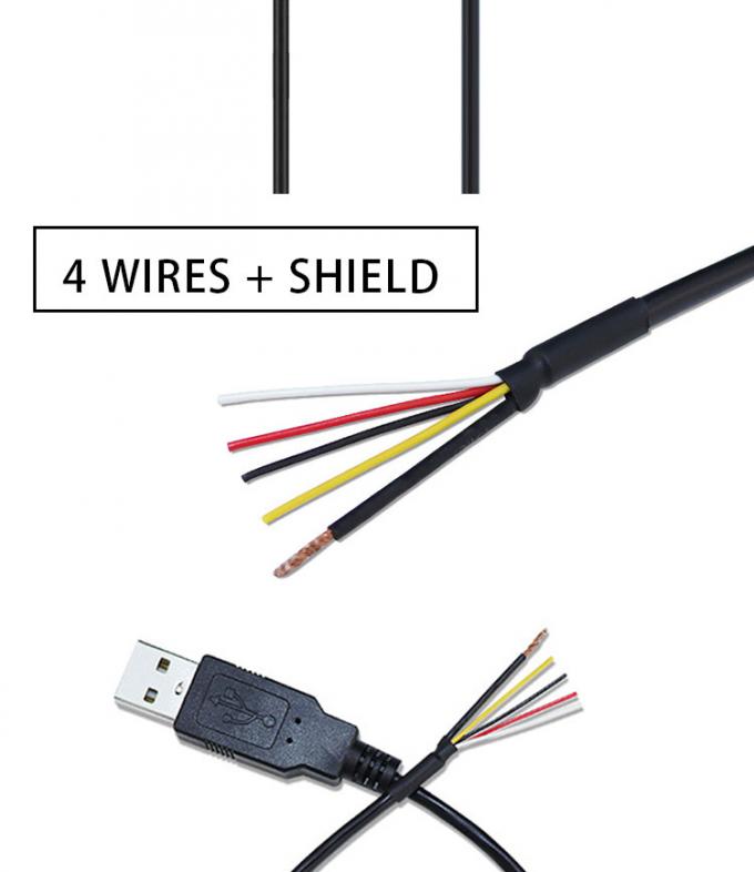 Écran USB A mâle à 4 fils nus câble à queue de cochon 4