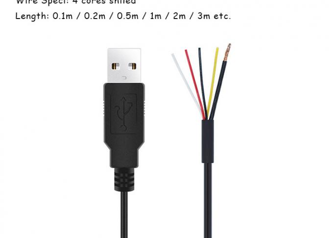 Écran USB A mâle à 4 fils nus câble à queue de cochon 3