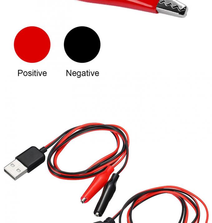 Connecteur USB mâle femelle à double cuivre Crocodile pinces Alligator Clips Test conduit câble adaptateur de fil pour le circuit électrique 3