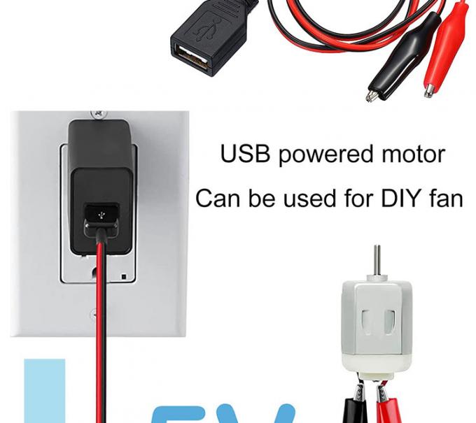 Connecteur USB mâle femelle à double cuivre Crocodile pinces Alligator Clips Test conduit câble adaptateur de fil pour le circuit électrique 4