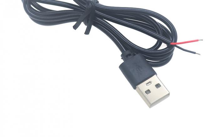 USB 2.0 de haute qualité 5V un mâle à ouvrir dépouillé des fils nus 2 broches Fin câble de queue de poule pour lampe à bande de lumière LED 8