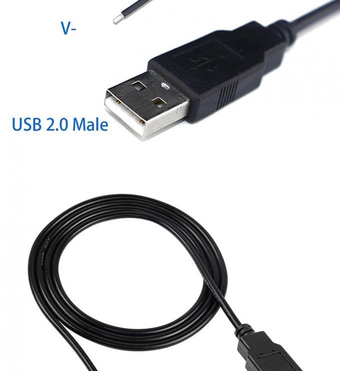 5V USB pour ouvrir les fils nus en conserve rayés à l'extrémité du câble de chargeur d'alimentation Pigtail pour lampe à bande LED 5