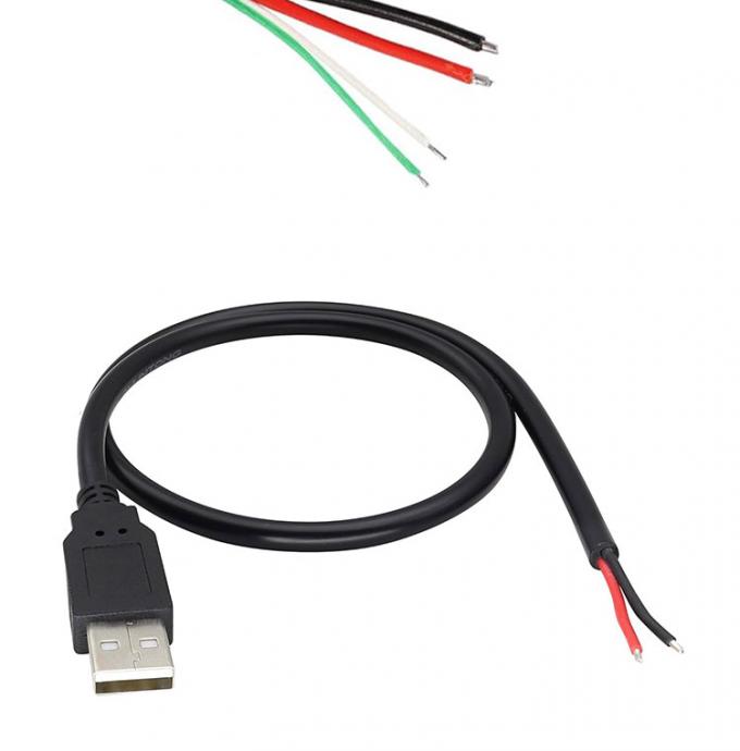 5V USB pour ouvrir les fils nus en conserve rayés à l'extrémité du câble de chargeur d'alimentation Pigtail pour lampe à bande LED 10
