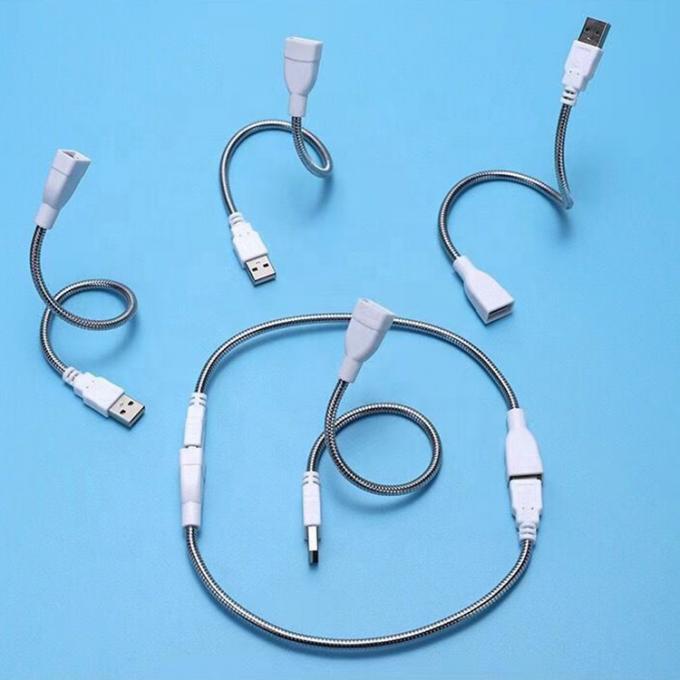 tuyau en métal inoxydable flexible mâle à femelle câble d'adaptateur de recharge USB pour ventilateur à LED 0