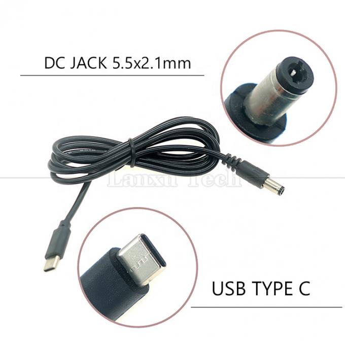 PD Chargement 3A 9V 12V 15V 20V USB de type C à DC 5.5x2.1mm Jack Adapter Convertisseur câble pour le routeur Wifi Modem Caméra de projection 1