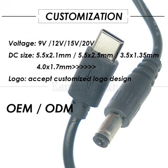 PD Chargement 3A 9V 12V 15V 20V USB de type C à DC 5.5x2.1mm Jack Adapter Convertisseur câble pour le routeur Wifi Modem Caméra de projection 5