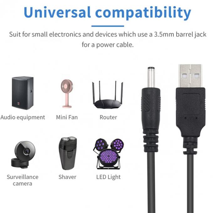 1 mètre USB mâle à courant continu Jack à baril 3,5 mm 1,35 mm câble de charge pour haut-parleur de routeur 5