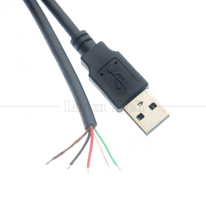 Écran personnalisé USB 2.0 Un mâle à déchiré câbles à extrémité ouverte câble pigtail 4
