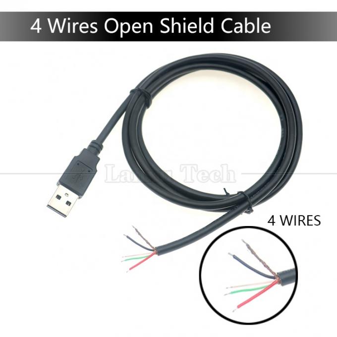 USB personnalisé de type A de type mâle à dépouillé en conserve 2 3 4 fils à extrémité ouverte câble de charge de données pigtail 7