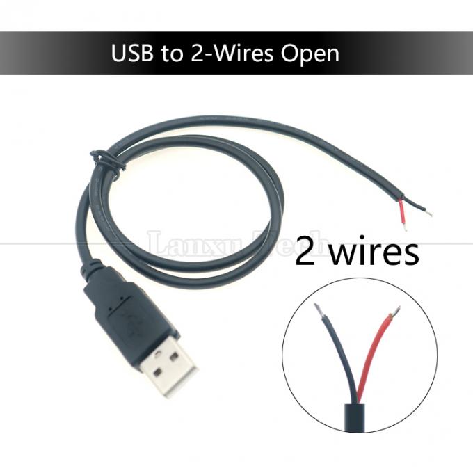 USB personnalisé de type A de type mâle à dépouillé en conserve 2 3 4 fils à extrémité ouverte câble de charge de données pigtail 9