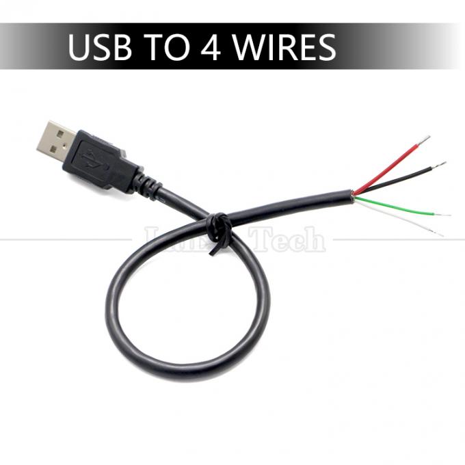 USB personnalisé de type A de type mâle à dépouillé en conserve 2 3 4 fils à extrémité ouverte câble de charge de données pigtail 8