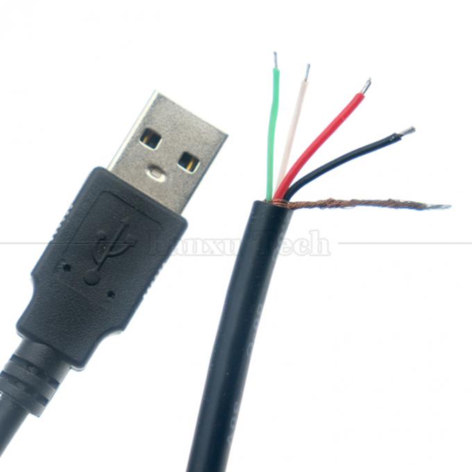 Fabrication personnalisée USB A mâle à dépouillé fil nu Cable à queue de porc à bout ouvert 3