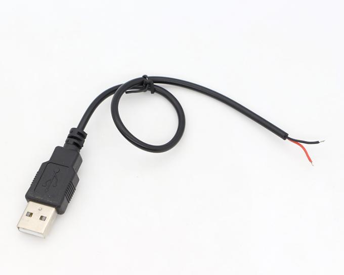 CUSTOM USB 2.0 Un mâle à ouvrir dépouillé en conserve nu 2 fil de fin de queue de cochon câble d'alimentation 5