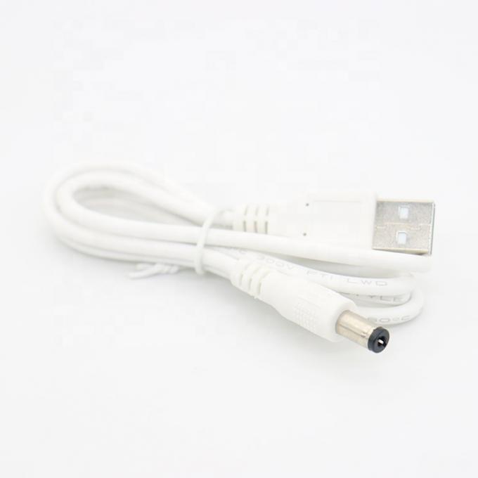 Blanc 1M 5V USB 2.0 un mâle à la prise de courant continu 5.5X2.1mm câble de chargeur 2