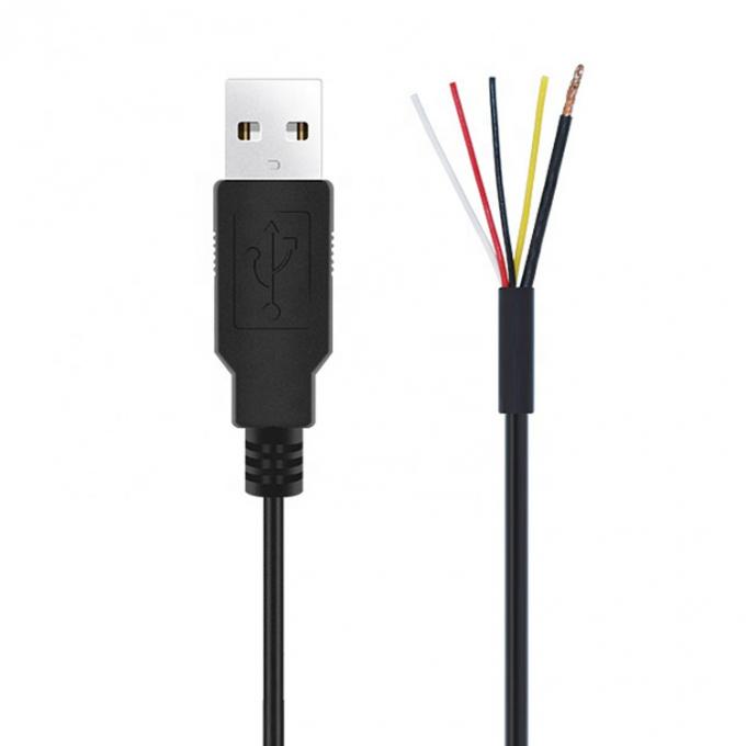 CUSTOM Shield USB 2.0 Un mâle à l'extérieur en conserve 4 fils bout ouvert queue de porc bout nu câble 6