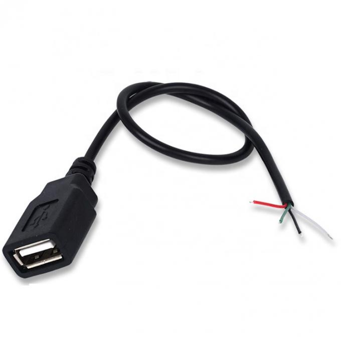 USB 2.0 mâle femelle type A prise à l'extrémité libre en conserve câble de chargeur en fil pigtail ouvert pour bande LED 3