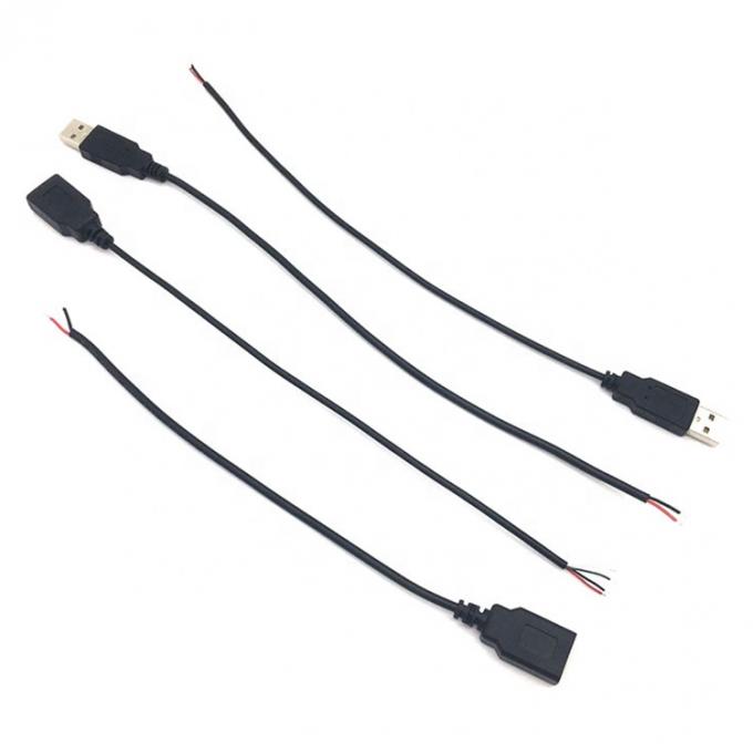 USB 2.0 mâle femelle type A prise à l'extrémité libre en conserve câble de chargeur en fil pigtail ouvert pour bande LED 2