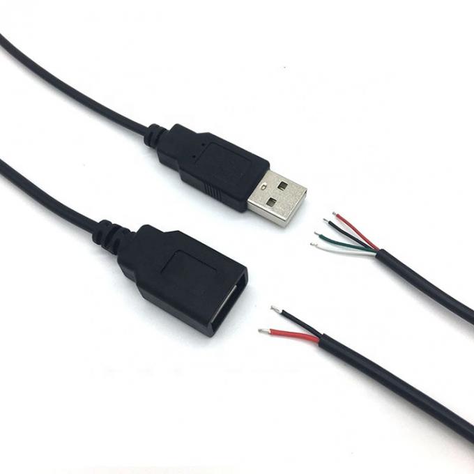 USB 2.0 mâle femelle type A prise à l'extrémité libre en conserve câble de chargeur en fil pigtail ouvert pour bande LED 5