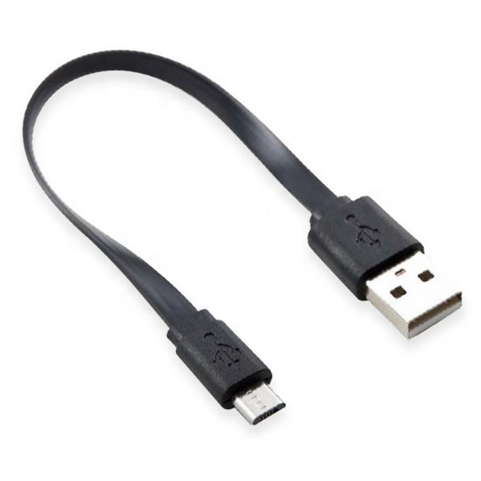 Cable micro USB court noir blanc plat pour haut-parleur Power Bank 0
