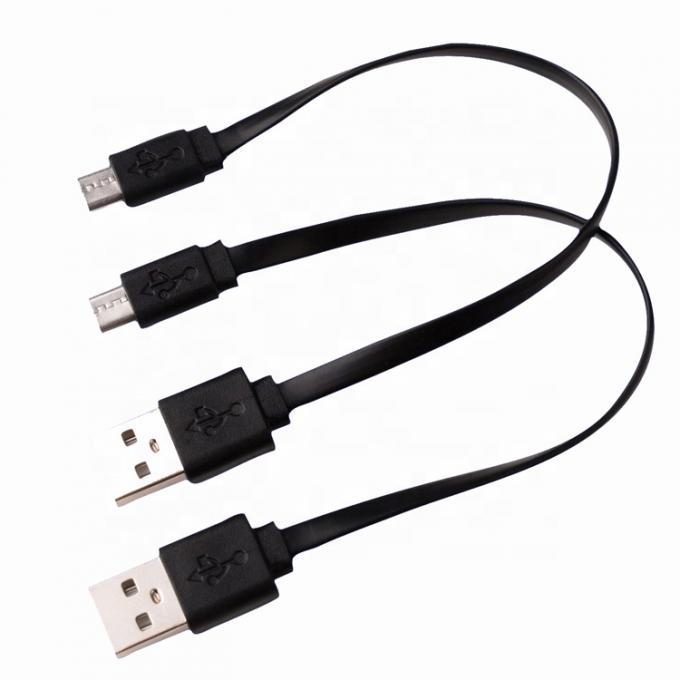 Cable micro USB court noir blanc plat pour haut-parleur Power Bank 2