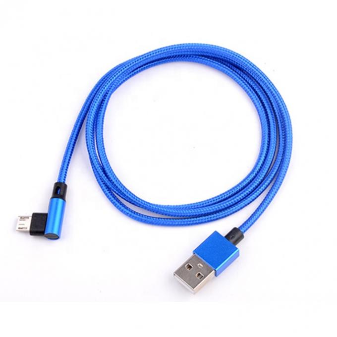 Chargement rapide 2.4A Nylon tressé en forme de L Angle gauche Micro b à USB Un câble de chargement de données mâle pour téléphone 0