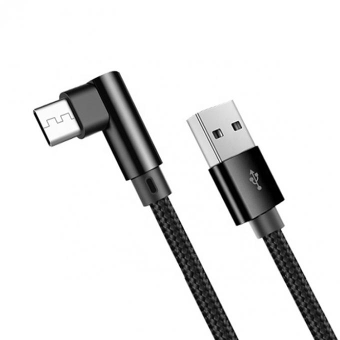 Chargement rapide 2.4A Nylon tressé en forme de L Angle gauche Micro b à USB Un câble de chargement de données mâle pour téléphone 3