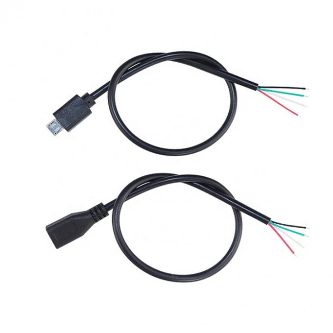 Chargement de données OEM 2 4 cœurs Micro USB mâle femelle pour ouvrir des fils nus câble pigtail 1
