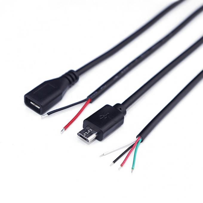 Chargement de données OEM 2 4 cœurs Micro USB mâle femelle pour ouvrir des fils nus câble pigtail 2