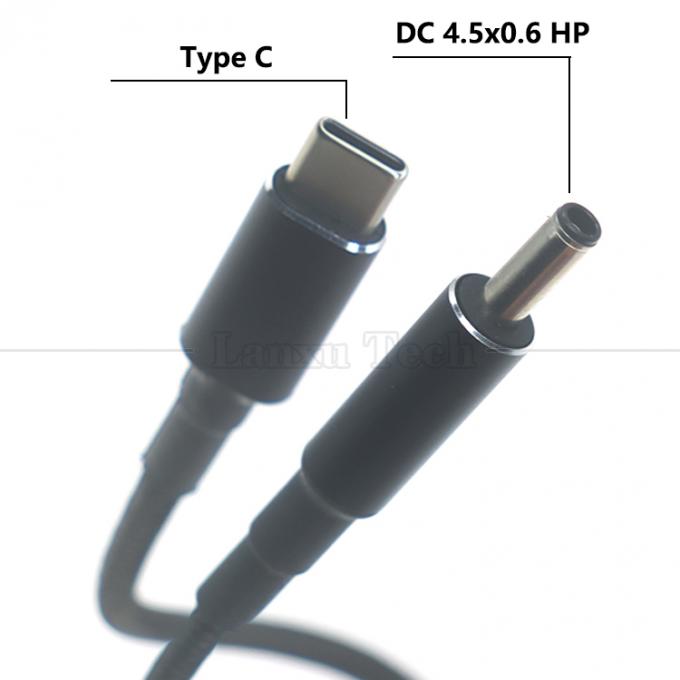 Cable de charge en nylon tressé 100W 20V 5A PD de type C à DC 4.5x3.0 7.4x0.6 Adaptateur pour ordinateur portable HP Dell Lenovo Asus Acer Samsung 1