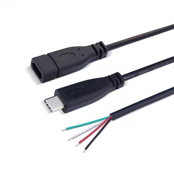 OEM 2 4 cœurs USB type C mâle femelle à dépouillé câble à queue de cochon 4