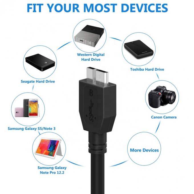 Chargement de données à haute vitesse 5 Gbps Micro USB 3.0 câble A à Micro B pour disque dur Samsung Sdd Hdd 5
