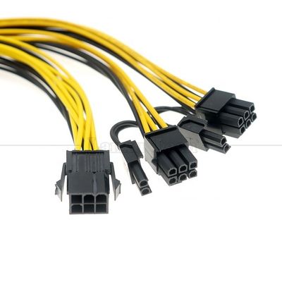 acheter 18AWG Pure Cooper Splitter 6 PIN féminin à double 8 PIN 6+2 mâle câble PCI Express PCIe pour cartes graphiques GPU online manufacture