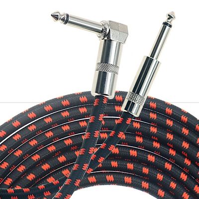 acheter 1m 3m 5m 1/4 6.35mm Mono TS Jack Plomb Tressé Accessoire de Guitare électrique Patch Amplificateur d'effet Cable d'instrument online manufacture