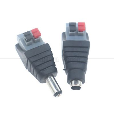 acheter Appuyez sur le bouton sans soudure DC 5,5 * 2,1 mm mâle femelle jack à 2p connexion de câble connecteur de câble adaptateur d'alimentation pour la caméra à bande LED online manufacture