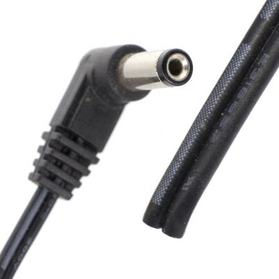 acheter 90 degrés d'angle DC Jack de canon 2.1x5.5mm mâle femelle à ouvrir Pigtail câble d'alimentation en continu online manufacture