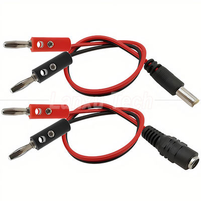 acheter 12v DC 5,5 mm X 2,1 mm Jack à baril mâle à 4 mm Banane Plugs Test conduit câble d'alimentation online manufacture