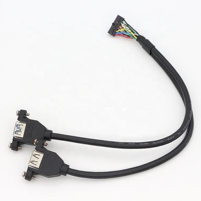 acheter Y Splitter Screw Locking Stud Dual USB 3.0 Type A Montage de panneau féminin câble USB avec Molex online manufacture