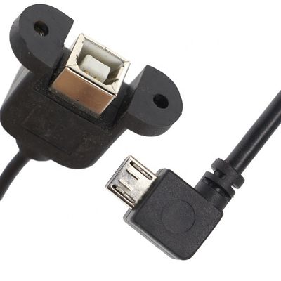 acheter Fermeture à vis personnalisée à angle de 90 degrés Micro B mâle USB 2.0 type B femelle câble d'extension de montage de panneau online manufacture