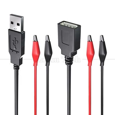 acheter Connecteur USB mâle femelle à double cuivre Crocodile pinces Alligator Clips Test conduit câble adaptateur de fil pour le circuit électrique online manufacture