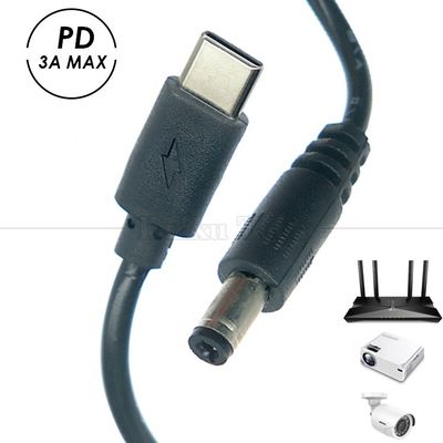 acheter PD Chargement 3A 9V 12V 15V 20V USB de type C à DC 5.5x2.1mm Jack Adapter Convertisseur câble pour le routeur Wifi Modem Caméra de projection online manufacture