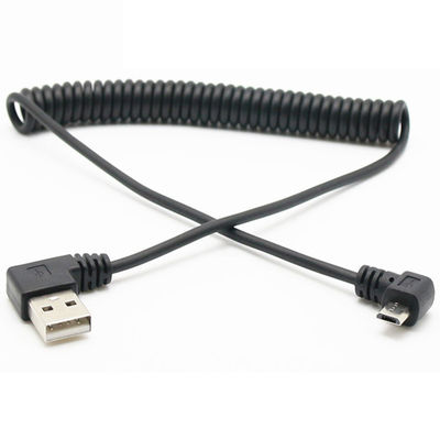 acheter CUSTOM 1M 90 degrés angle droit USB A mâle à micro b mâle câble USB enroulé en ressort online manufacture