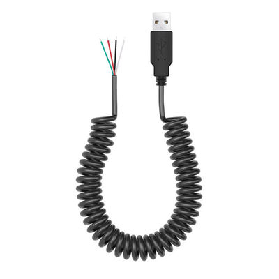 câble à ressort enroulé USB pour ouvrir 4 câbles nus en conserve
