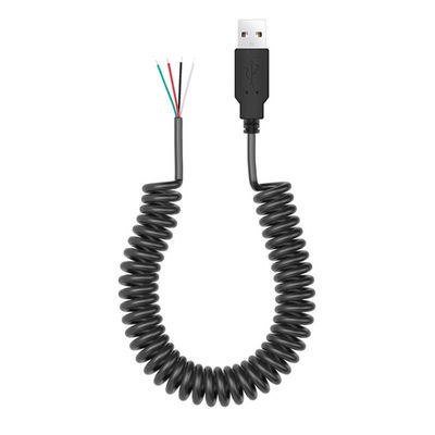câble à ressort enroulé USB pour ouvrir 4 câbles nus en conserve