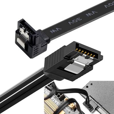 Haute vitesse 6 Gbps verrouillage verrouillage angle droit Sata III 3.0 câble d'extension d'alimentation pour disque dur